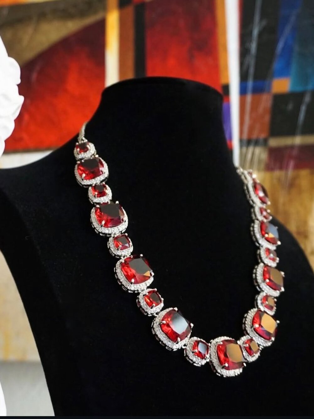 Red Brilliant Cubic Zirconia Necklace